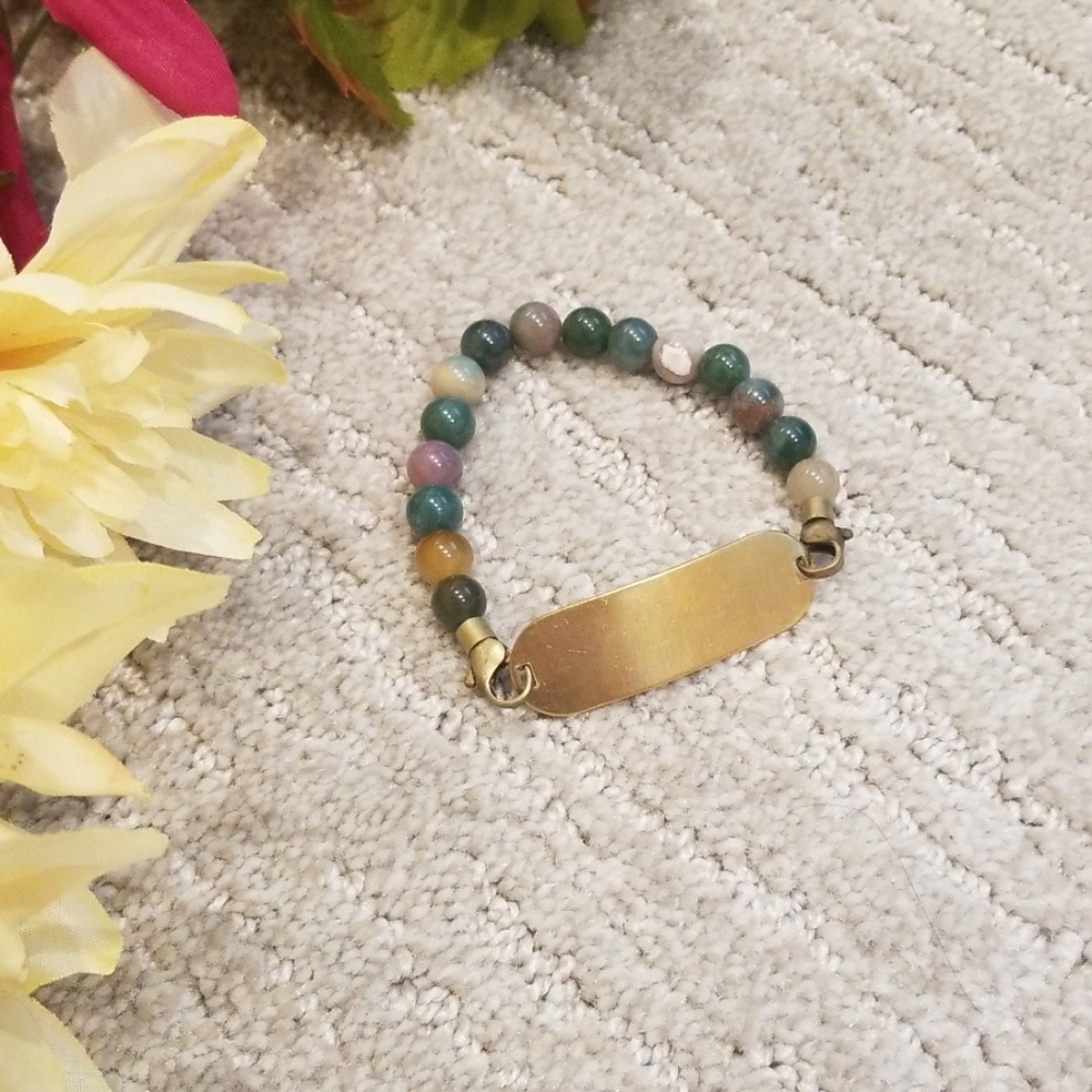 3 for $20💎Jade bead and gold bar bracelet